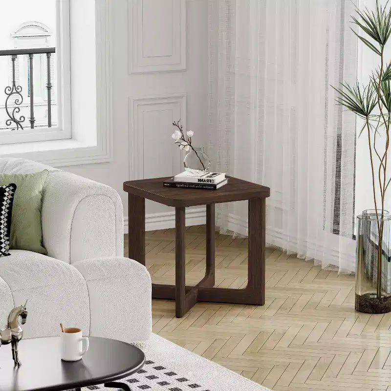 24 in. W Square Wood End Table with Round Corners