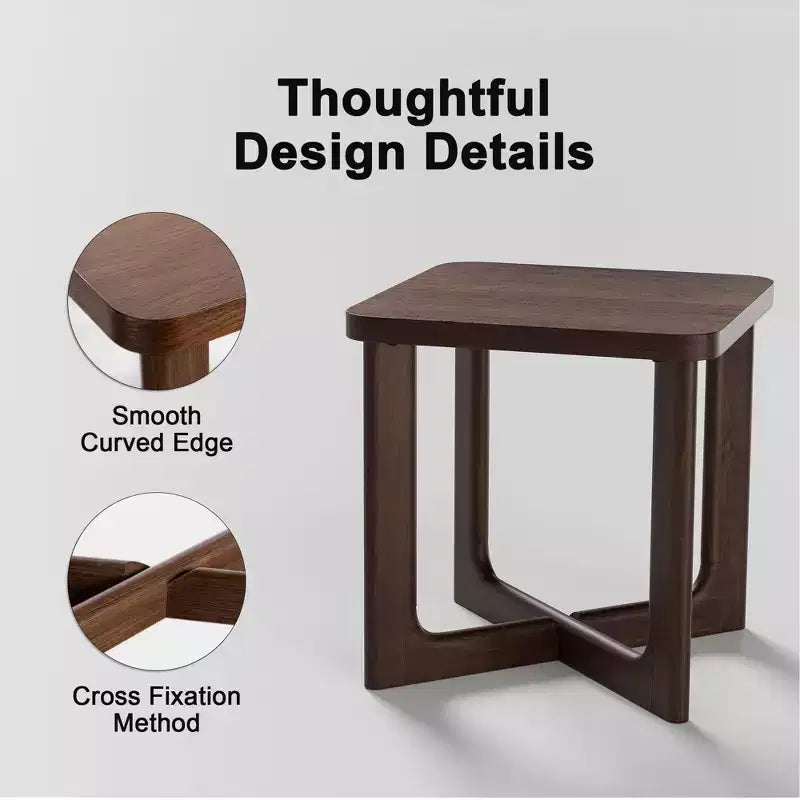 24 in. W Square Wood End Table with Round Corners