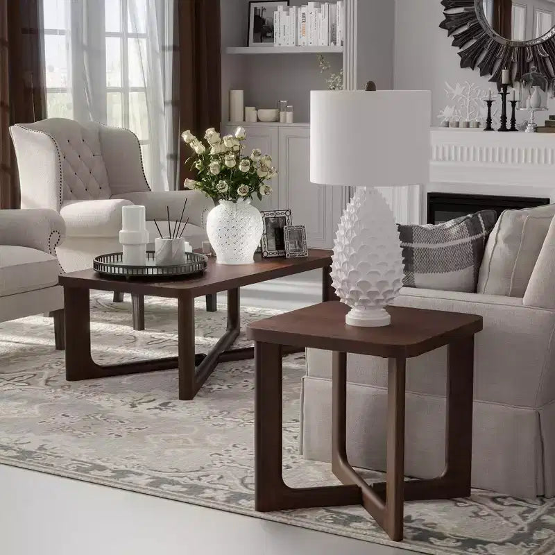 24 in. W Square Wood End Table with Round Corners