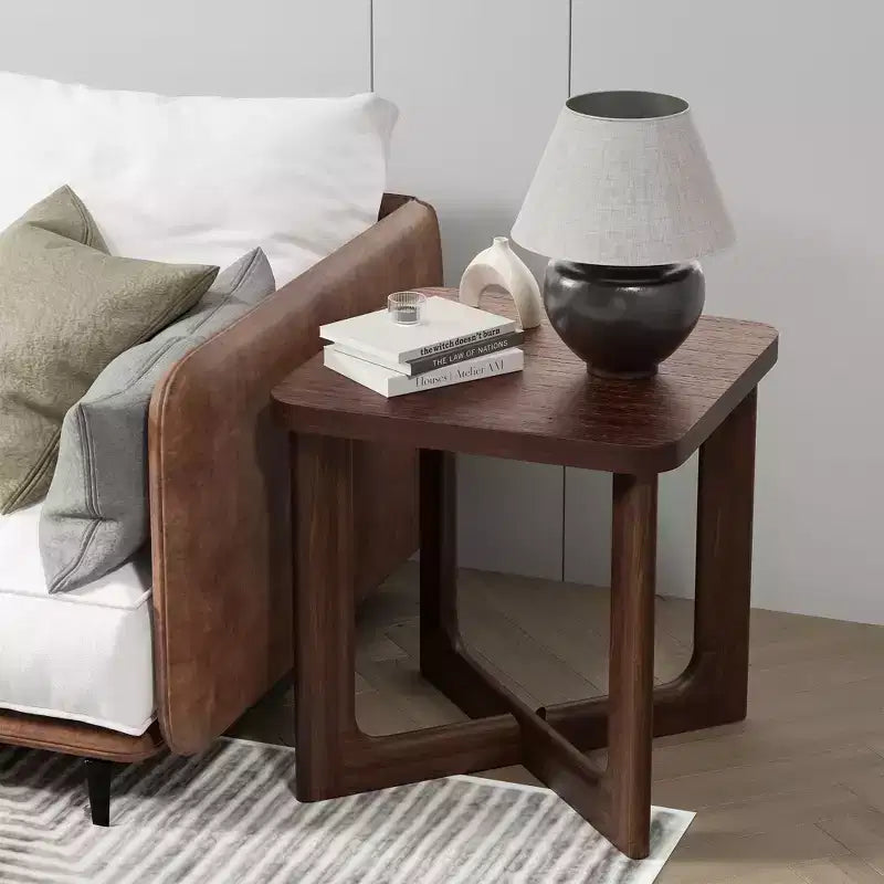 24 in. W Square Wood End Table with Round Corners
