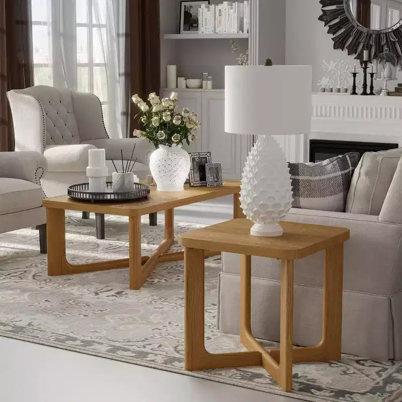 24 in. W Square Wood End Table with Round Corners