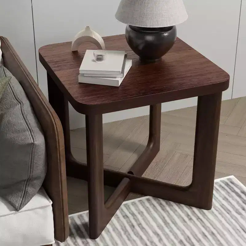 24 in. W Square Wood End Table with Round Corners
