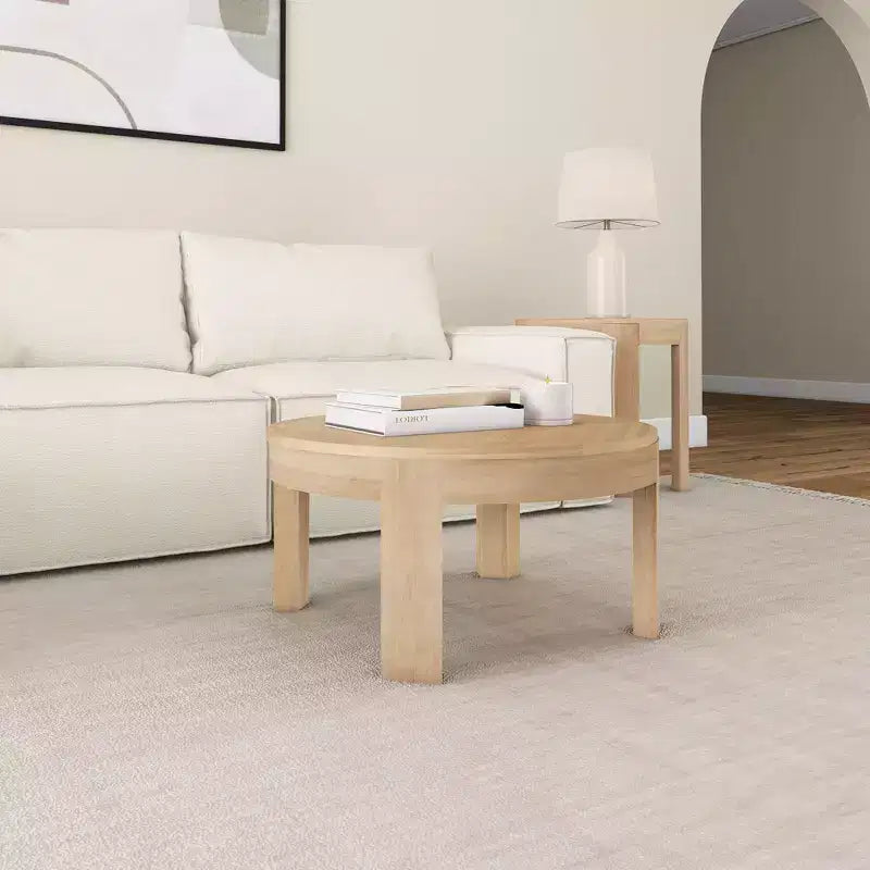 Solid Wood Round Coffee Table, 30 Inch, Coffee Tables for Living Room, Modern Center Table for Small Spaces