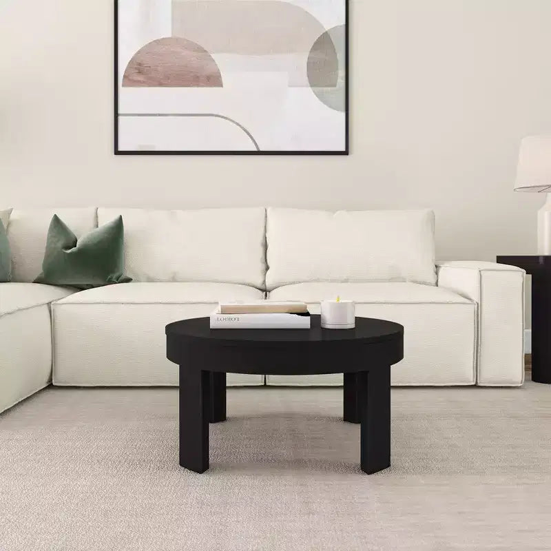 Solid Wood Round Coffee Table, 30 Inch, Coffee Tables for Living Room, Modern Center Table for Small Spaces
