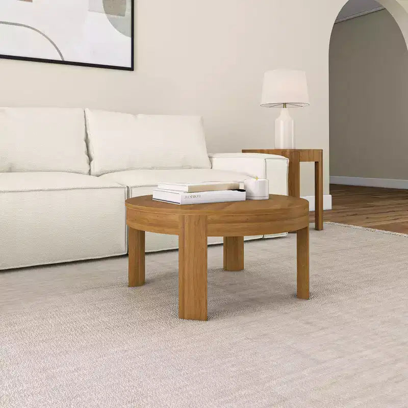 Solid Wood Round Coffee Table, 30 Inch, Coffee Tables for Living Room, Modern Center Table for Small Spaces