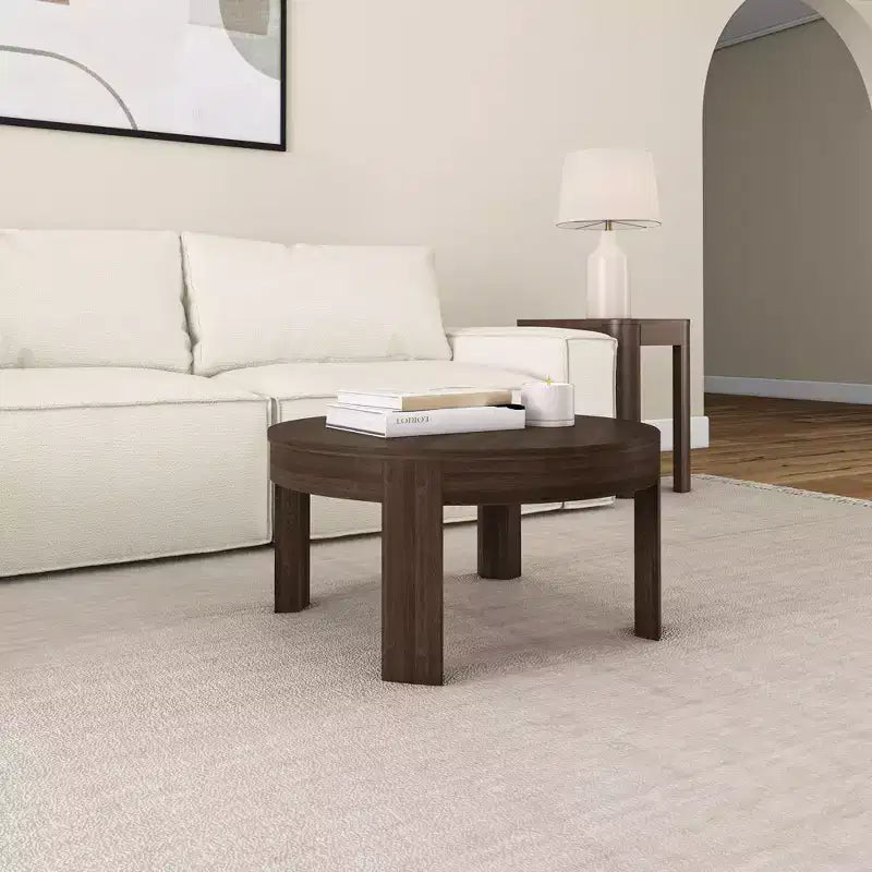 Solid Wood Round Coffee Table, 30 Inch, Coffee Tables for Living Room, Modern Center Table for Small Spaces
