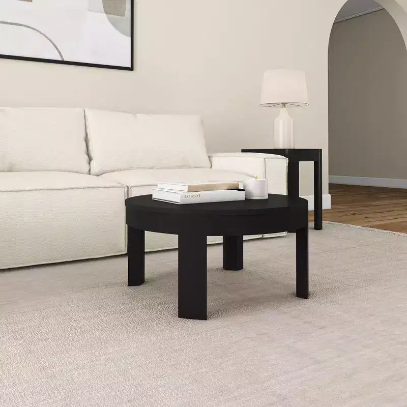 Solid Wood Round Coffee Table, 30 Inch, Coffee Tables for Living Room, Modern Center Table for Small Spaces