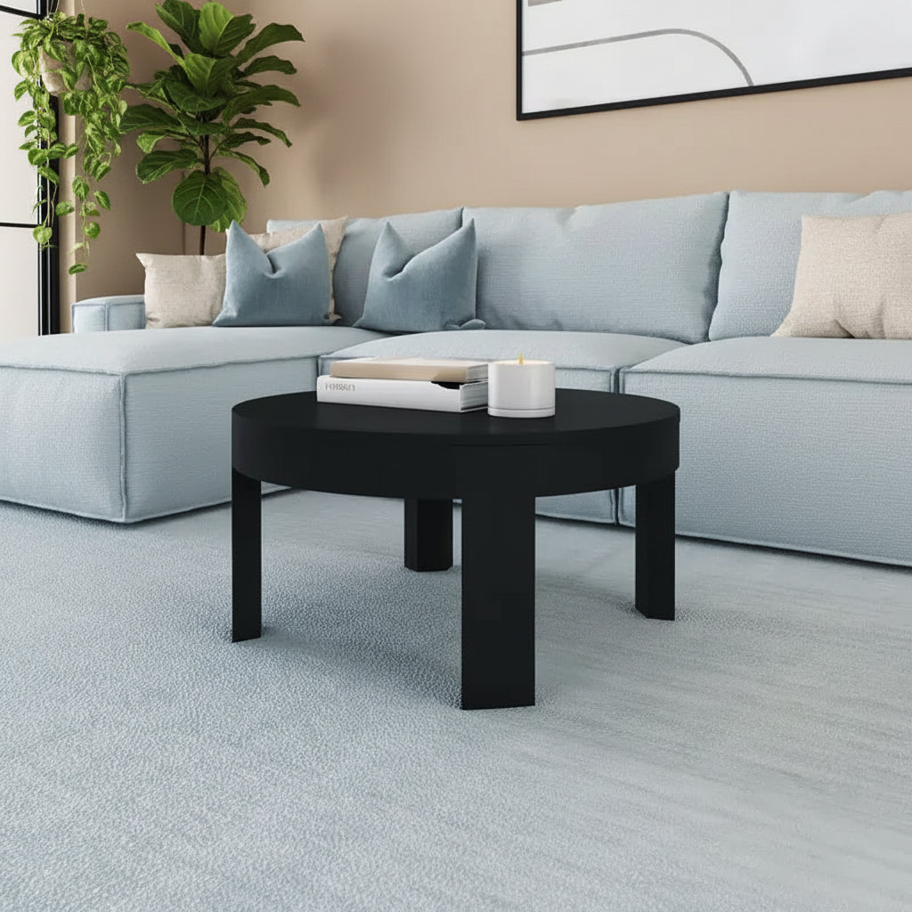Plank+Beam Solid Wood Contour Round Coffee Table, 30 Coffee Table, Coffee Tables for Living Room, Modern Center Table for Small Spaces