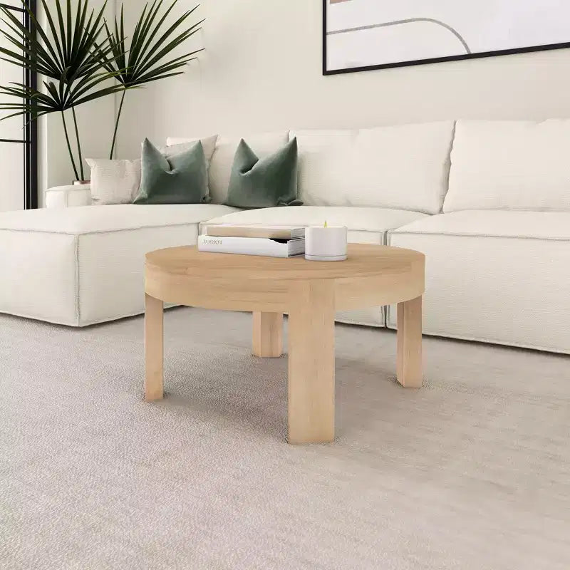 Solid Wood Round Coffee Table, 30 Inch, Coffee Tables for Living Room, Modern Center Table for Small Spaces