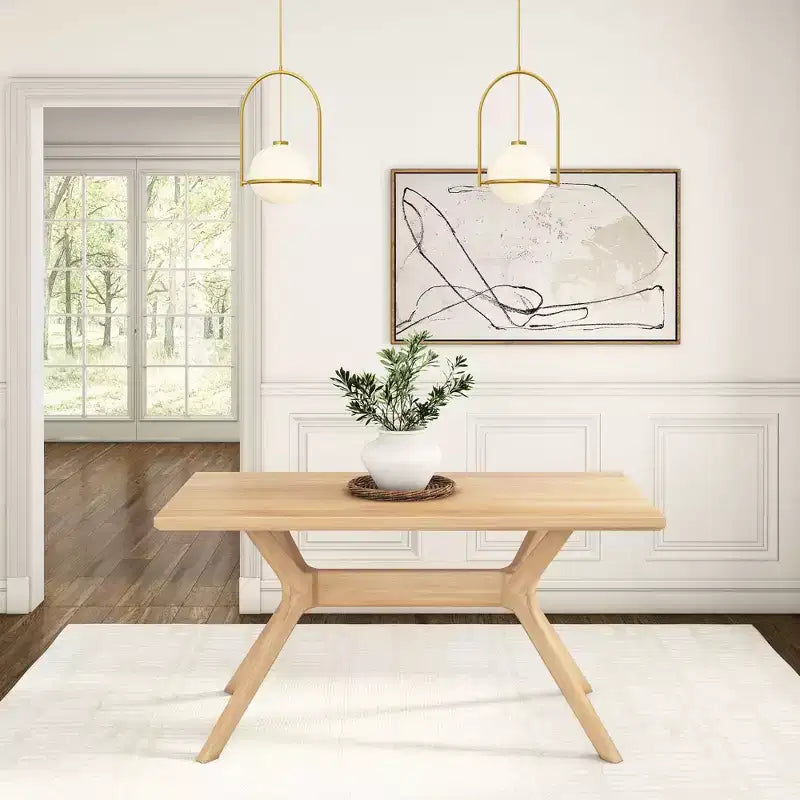 Rectangular Dining Table 60" Solid Wood Kitchen & Dining Room Table