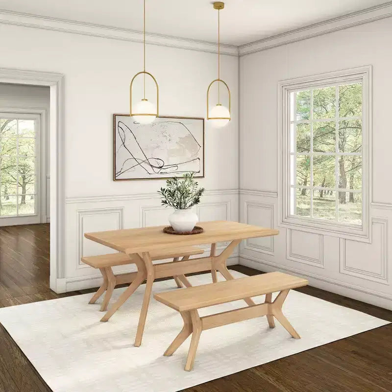 Rectangular Dining Table 60" Solid Wood Kitchen & Dining Room Table