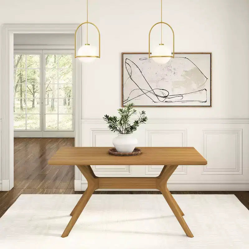 Rectangular Dining Table 60" Solid Wood Kitchen & Dining Room Table