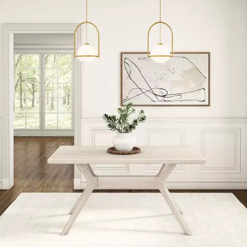 Rectangular Dining Table 60" Solid Wood Kitchen & Dining Room Table
