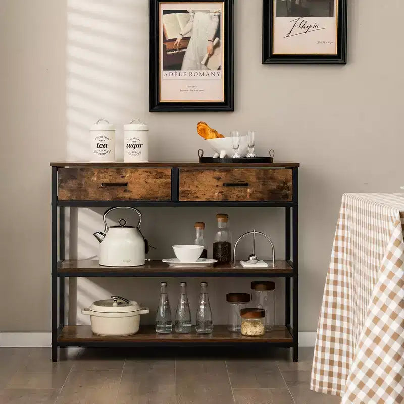 Console Entryway Table Sofa Side Table with Folding Fabric Drawers