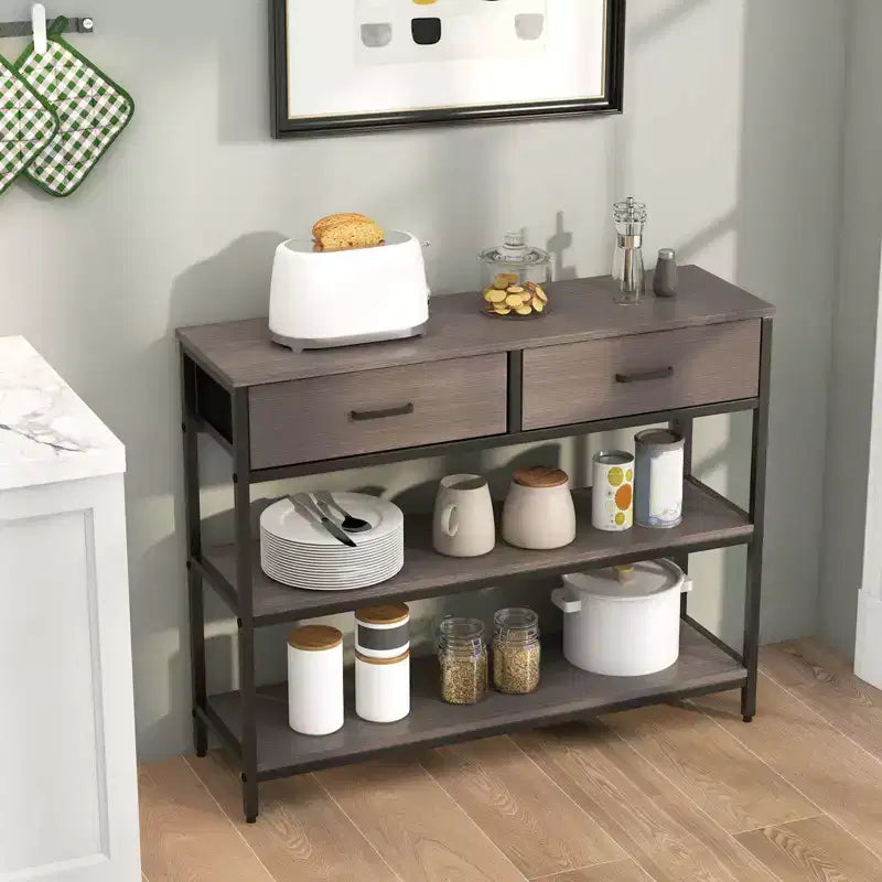 Console Entryway Table Sofa Side Table with Folding Fabric Drawers