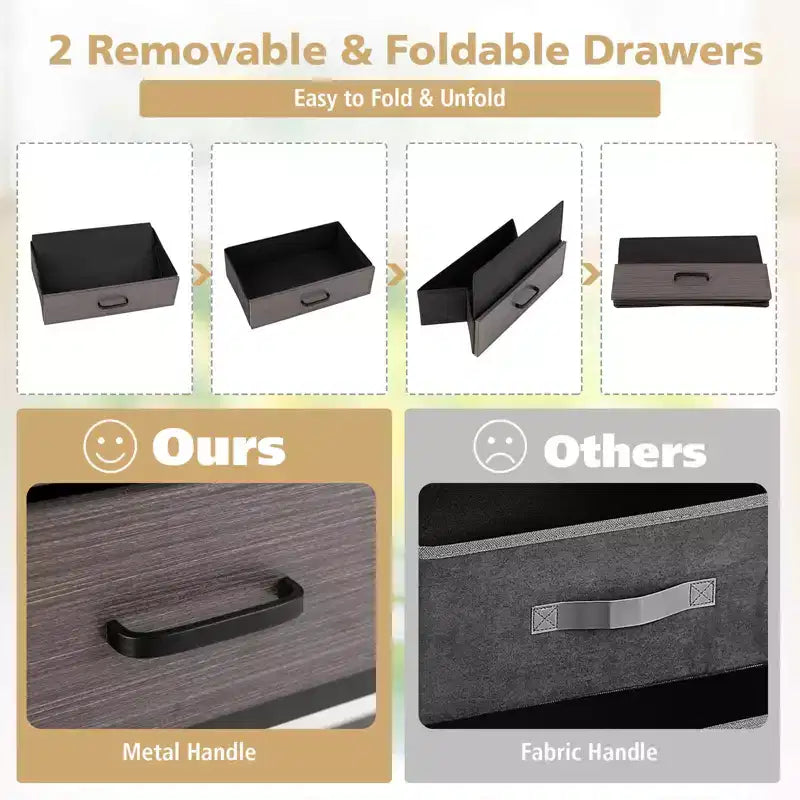 Console Entryway Table Sofa Side Table with Folding Fabric Drawers