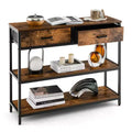 Console Entryway Table Sofa Side Table with Folding Fabric Drawers
