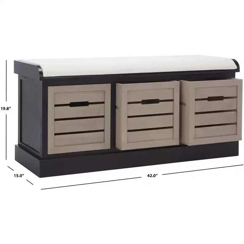 3 Drawer Cushion Storage Bench