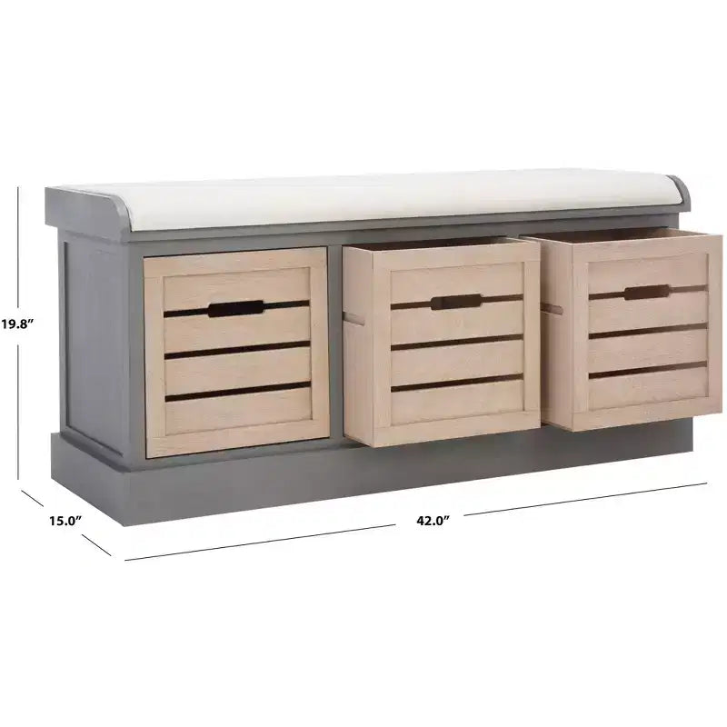 3 Drawer Cushion Storage Bench