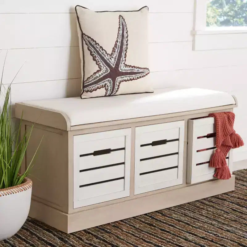 3 Drawer Cushion Storage Bench