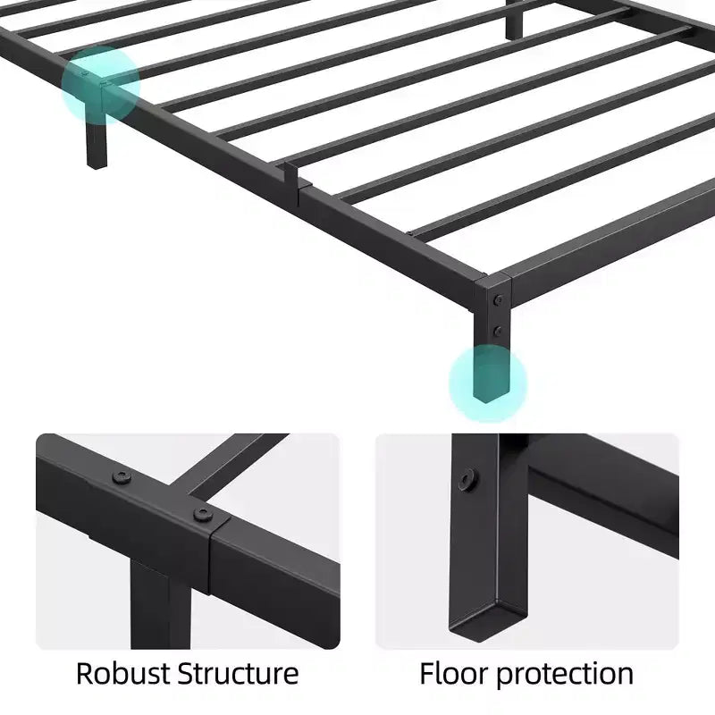 8 Inch Queen/Full/Twin Size Metal Platform Bed Frame, Low Profile, Noise Free, Easy Assembly, Black