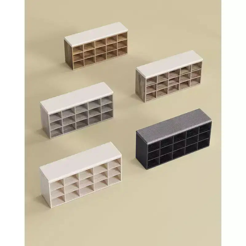 Shoe Rack Bench with Cushion & 15 Storage Compartments