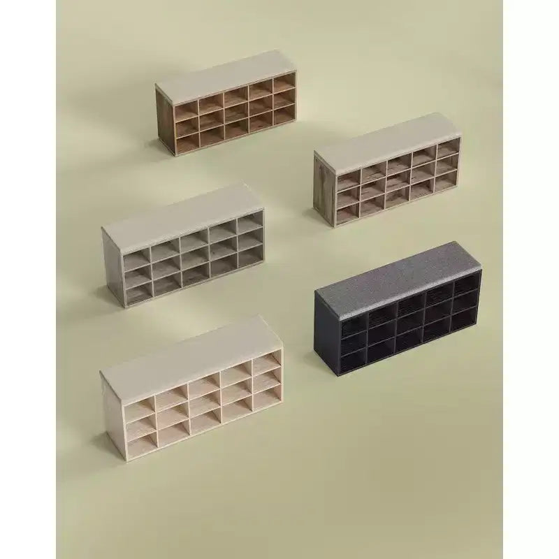 Shoe Rack Bench with Cushion & 15 Storage Compartments