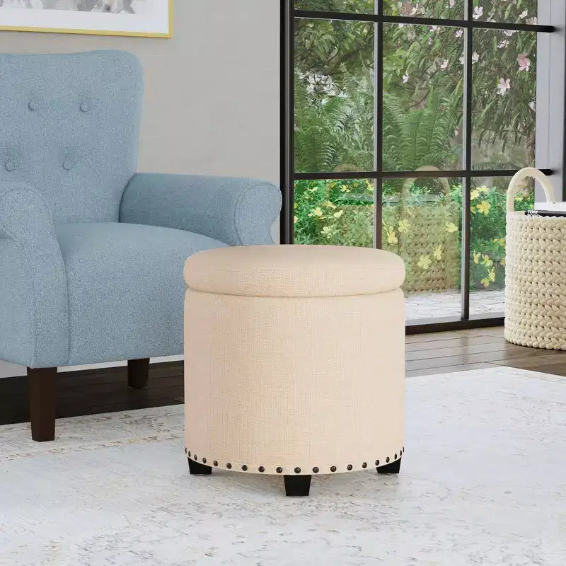 HomePop Storage Ottoman with Nailheads