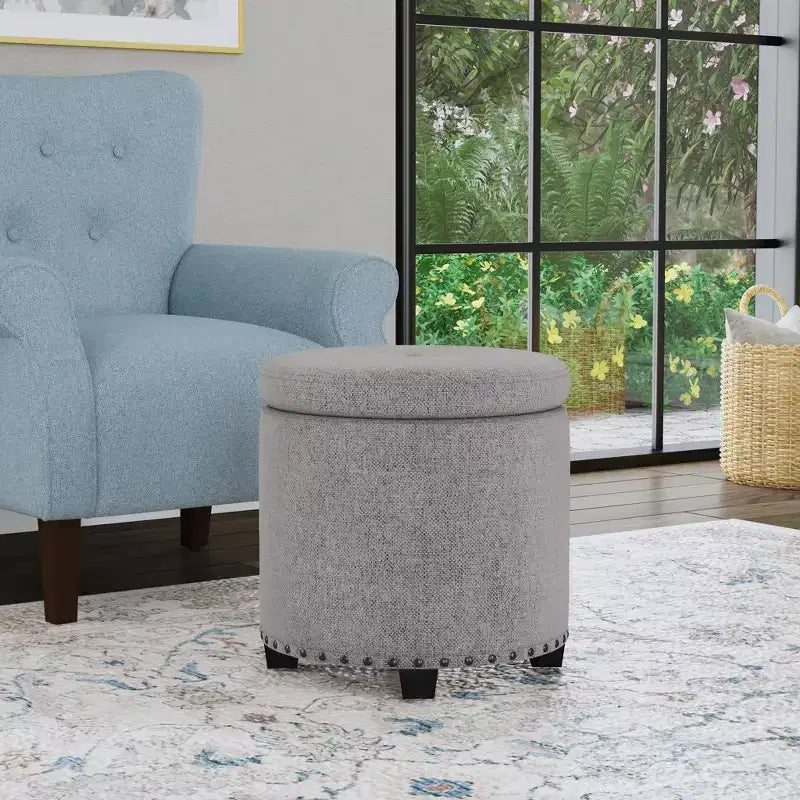 Storage Ottoman with Nailheads