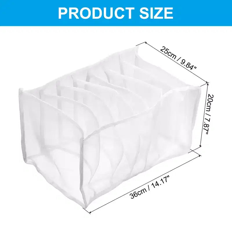 Mesh Nylon 7 Grids Washable Drawer Organizers for Clothing