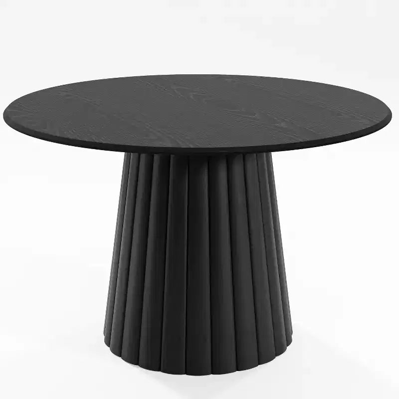 Black Wood Round Dining Table with Designer Base