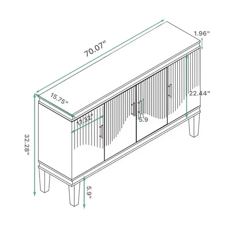 70" 4-Door Storage Cabinet Sideboard Buffet