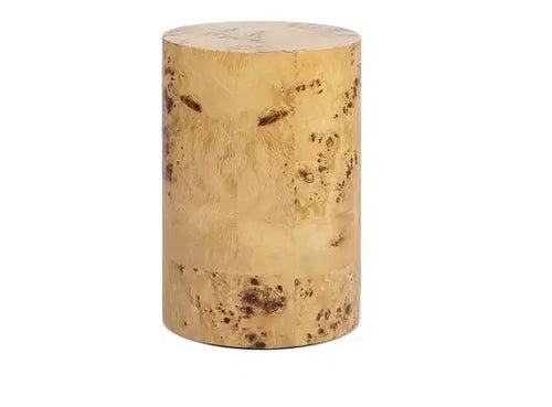Jennifer Taylor Home Nebula 22 Accent Pillar Side Table, Warm Natural Brown Burl Wood