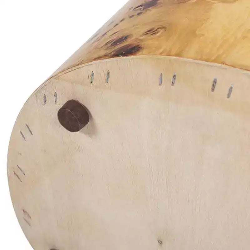 22" Accent Pillar Side Table - Warm Natural Brown Burl Wood