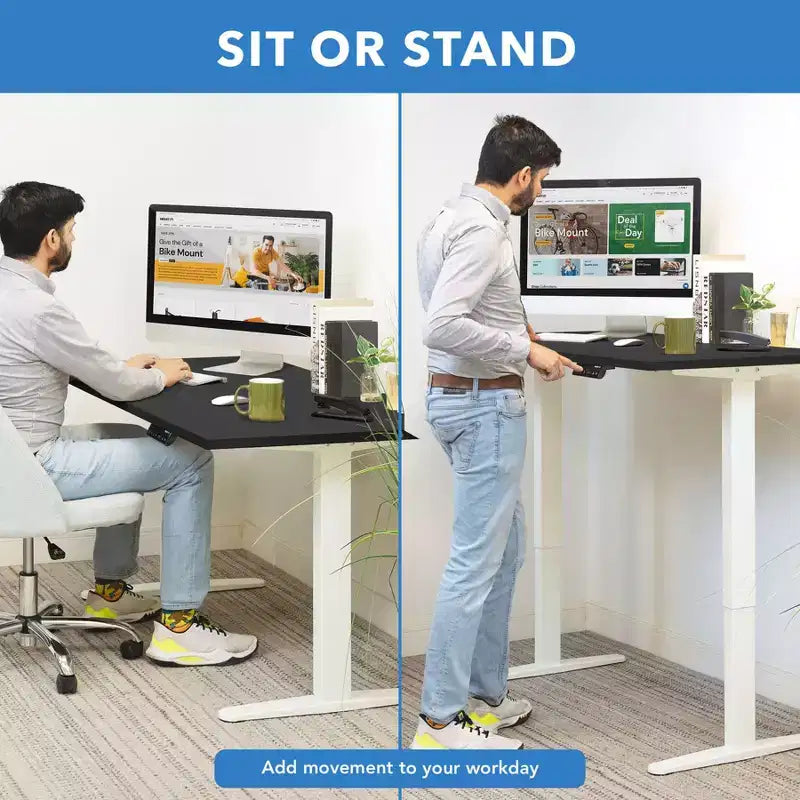 Dual Motor Electric Standing Desk with 55" Tabletop, White Base
