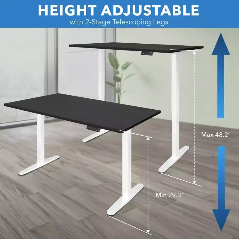 Dual Motor Electric Standing Desk with 55" Tabletop, White Base