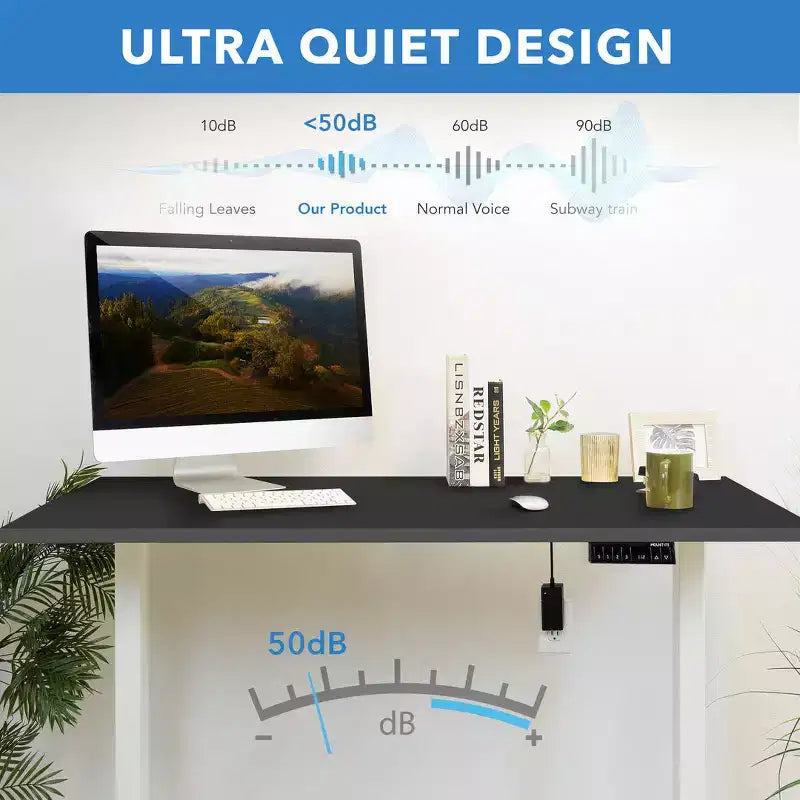 Dual Motor Electric Standing Desk with 55" Tabletop, White Base