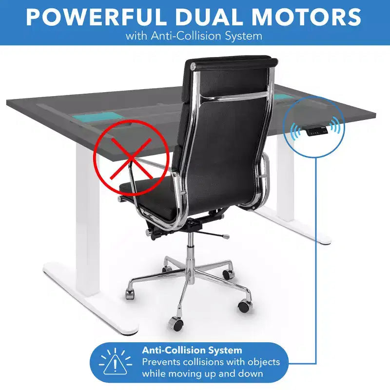Dual Motor Electric Standing Desk with 55" Tabletop, White Base
