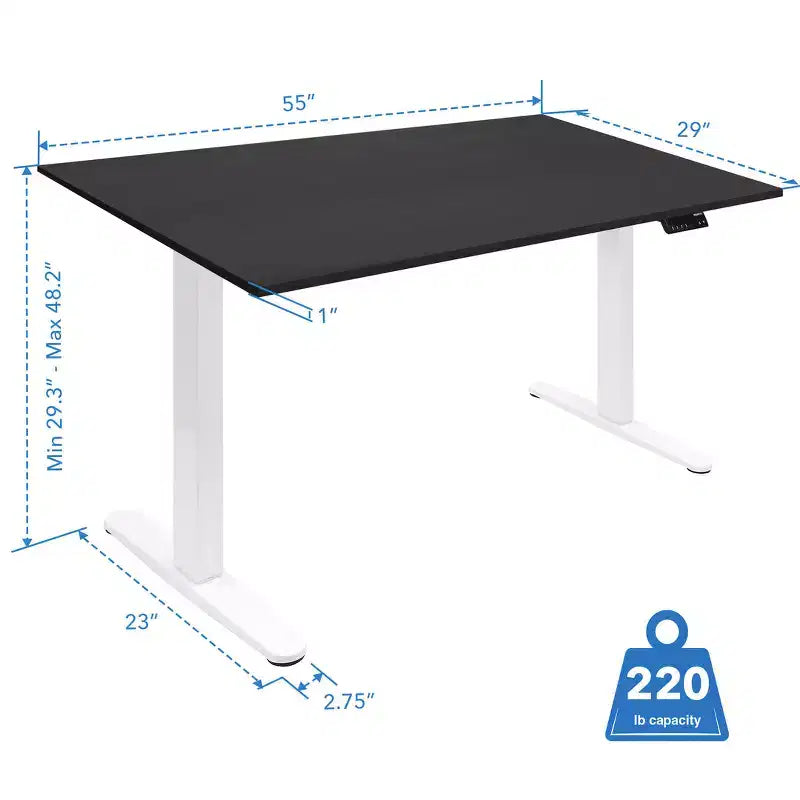 Dual Motor Electric Standing Desk with 55" Tabletop, White Base