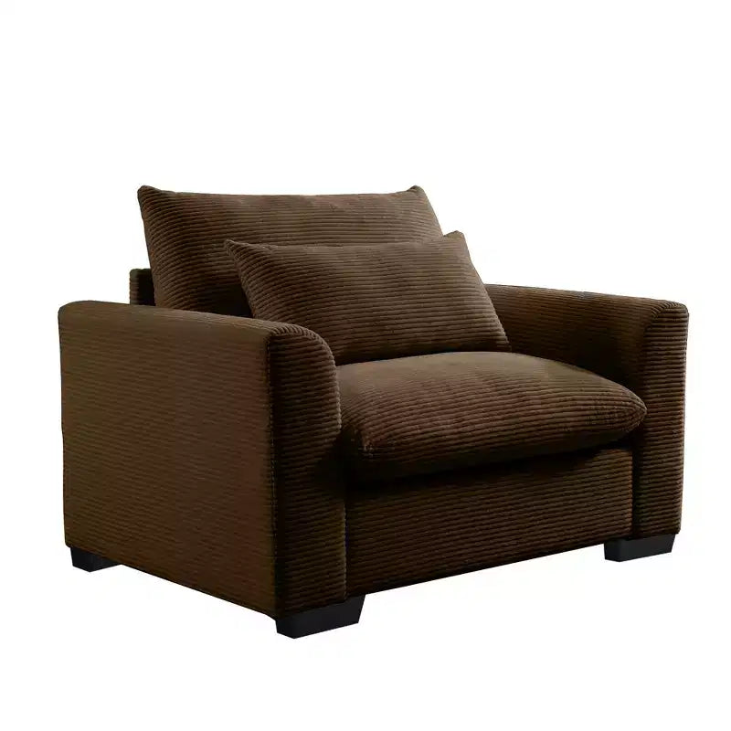 Corduroy 33.8" Deep Seat Single Sofa Accent Chair with Waist Pillow