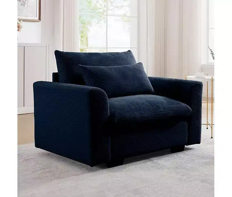 Corduroy 33.8" Deep Seat Single Sofa Accent Chair with Waist Pillow