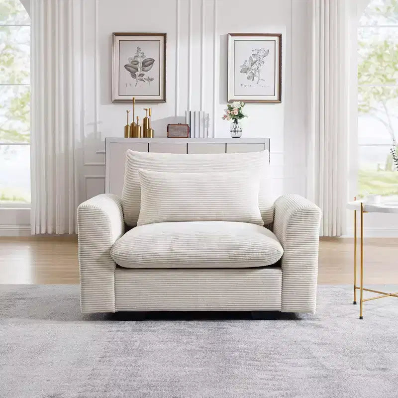 Christopher Knight Home Corduroy 33.8 Deep Seat Single Sofa Accent Chair with Waist Pillow