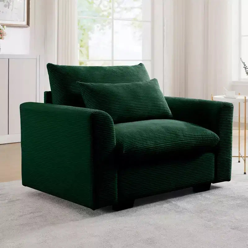 Corduroy 33.8" Deep Seat Single Sofa Accent Chair with Waist Pillow