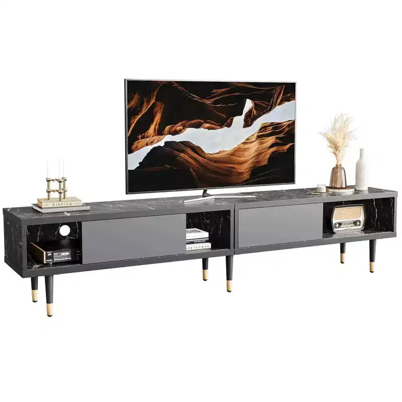 80" Mid Century Modern TV Stand & Coffee Table, 2-in-1 Entertainment Center for TVs up to 85"