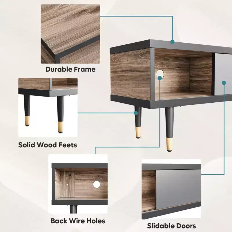 80" Mid Century Modern TV Stand & Coffee Table, 2-in-1 Entertainment Center for TVs up to 85"