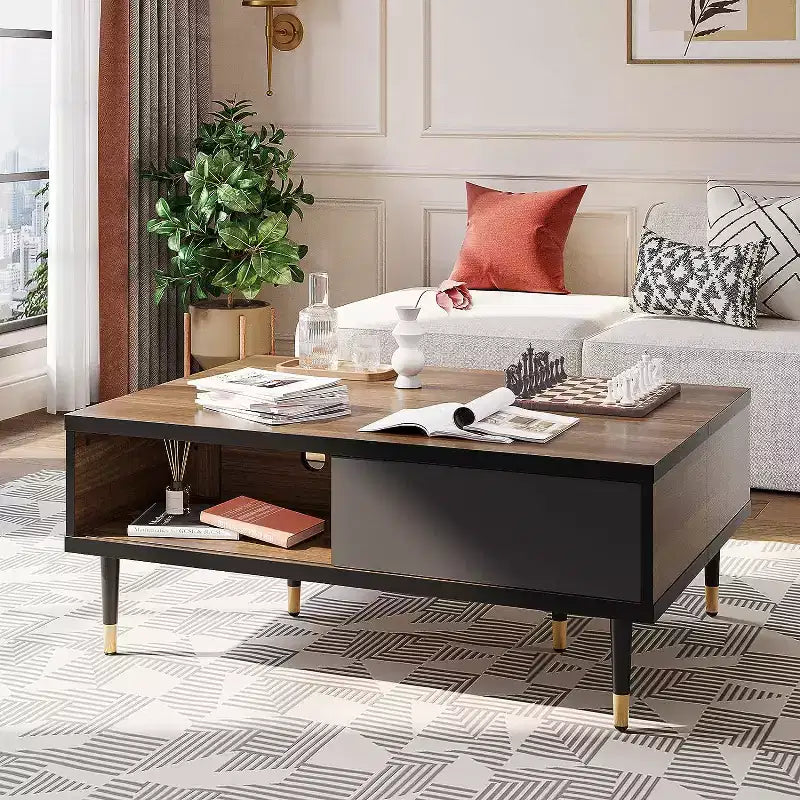 80" Mid Century Modern TV Stand & Coffee Table, 2-in-1 Entertainment Center for TVs up to 85"