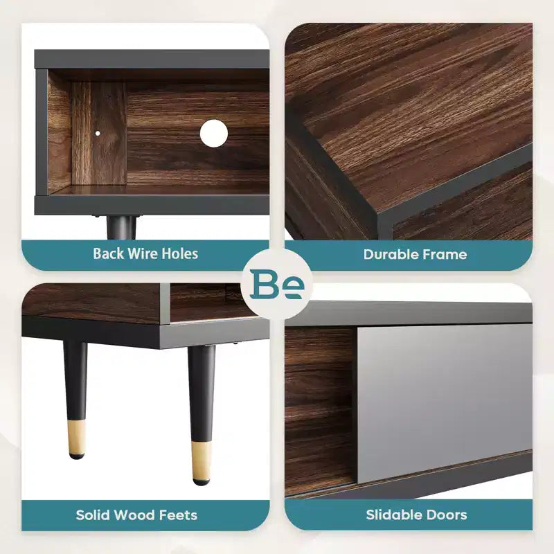 80" Mid Century Modern TV Stand & Coffee Table, 2-in-1 Entertainment Center for TVs up to 85"