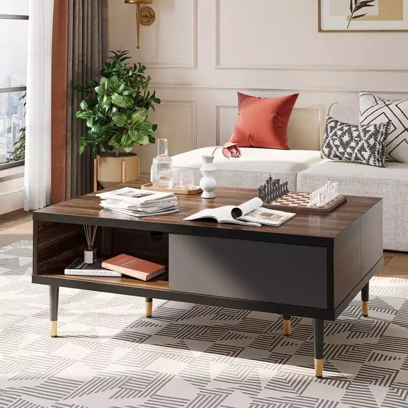 80" Mid Century Modern TV Stand & Coffee Table, 2-in-1 Entertainment Center for TVs up to 85"