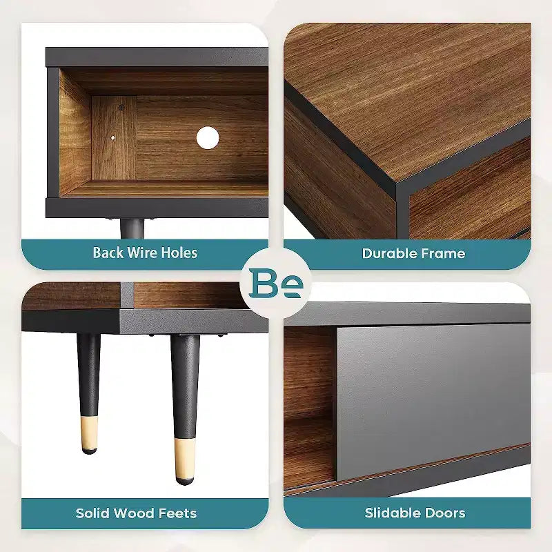 80" Mid Century Modern TV Stand & Coffee Table, 2-in-1 Entertainment Center for TVs up to 85"