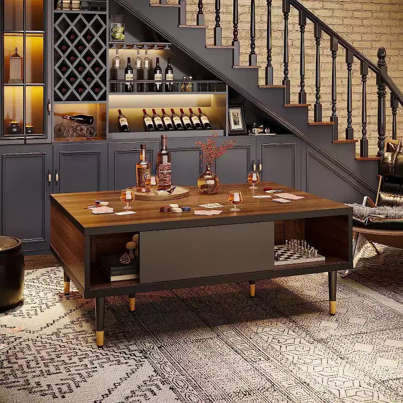 80" Mid Century Modern TV Stand & Coffee Table, 2-in-1 Entertainment Center for TVs up to 85"